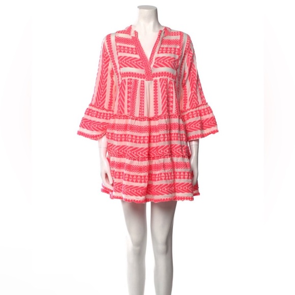 NWT DEVOTION TWINS Short ELLA Cotton MIni Dress Medium Petite MP Rose Neon Pink - Picture 8 of 11